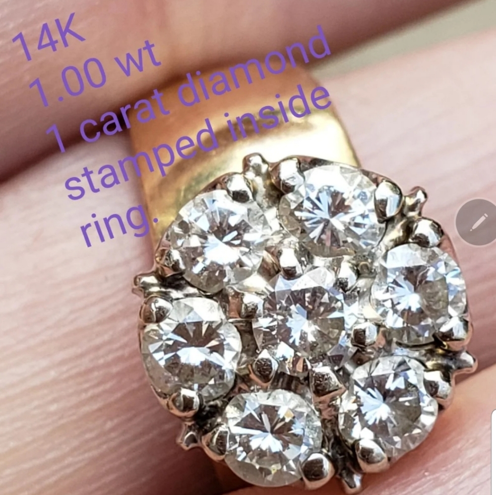 14K 1.00 ct total diamond wt stamped inside ring
